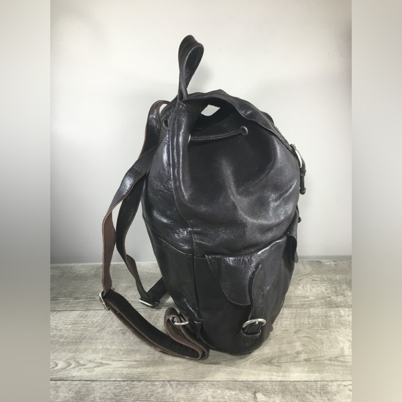 London Fog Travel Backpack Brown Distressed Leather Purse Day Everyday Knapsack